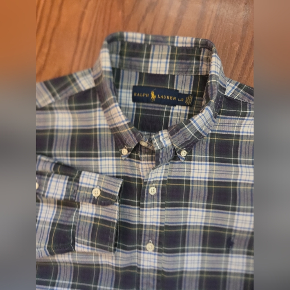 Ralph Lauren Long Sleeve Button Down Shirt Lg Plaid‎